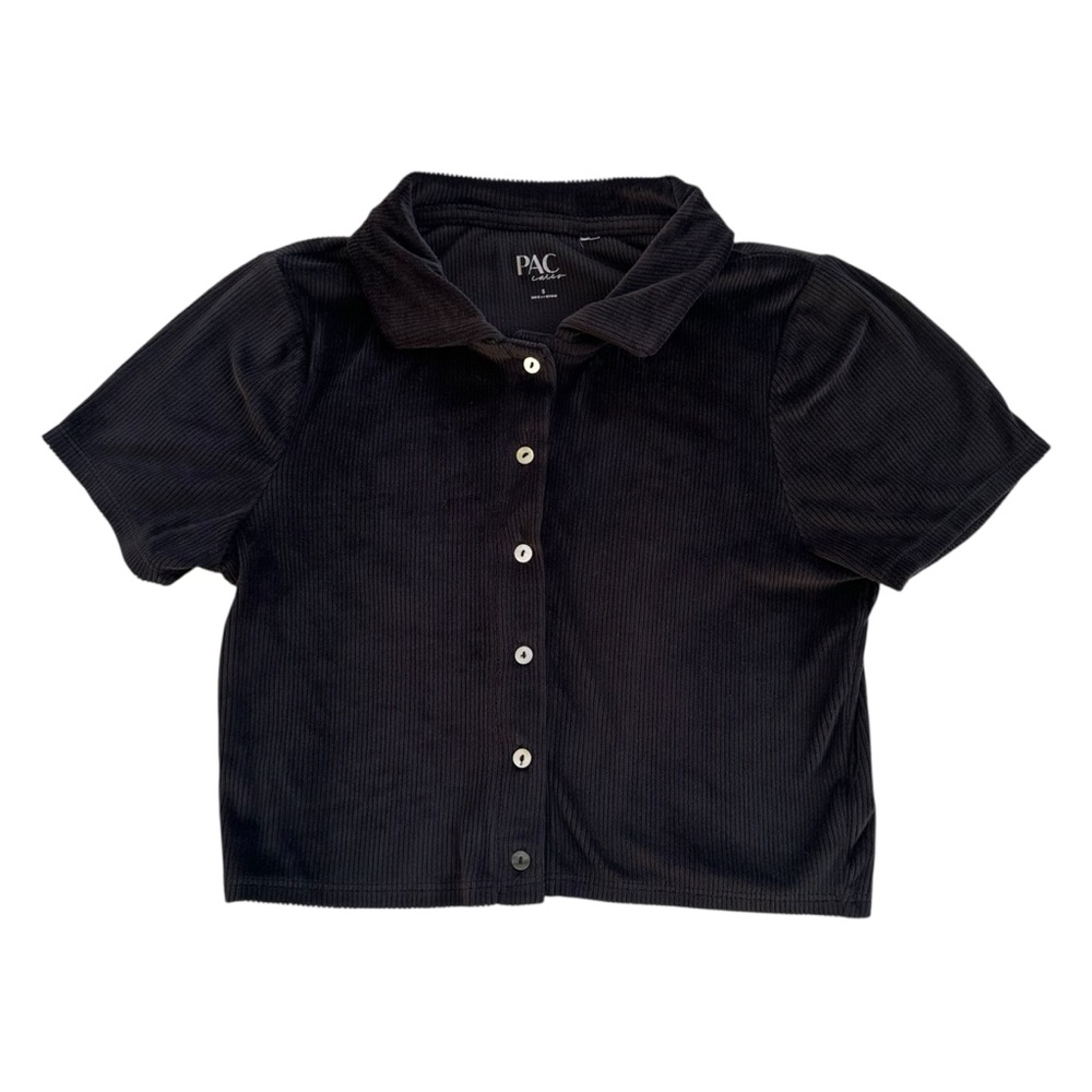 Black soft corduroy crop top - Picture 3 of 3